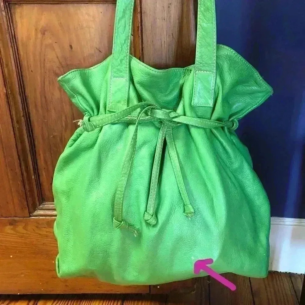 Village Tannery Green Pebbled Leather Large Tote - Picture 4 of 4